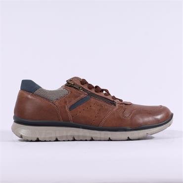 Imac Bologna Laced Shoe With Side Zip - Brown Navy